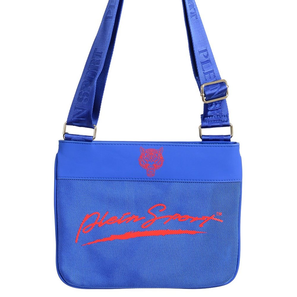 Plein Sport Unisex Blue Logo Print Crossbody Bag